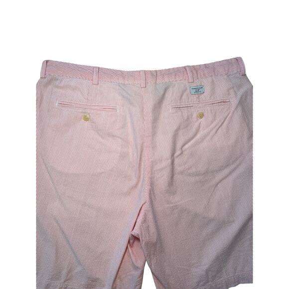 Vineyard Vines Men 38 Club Shorts Red & White Seersucker Stripe Preppy Nautical - Picture 11 of 14
